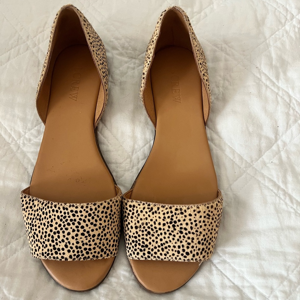 J. Crew Tan and Black Flats with Elegant Silhouette